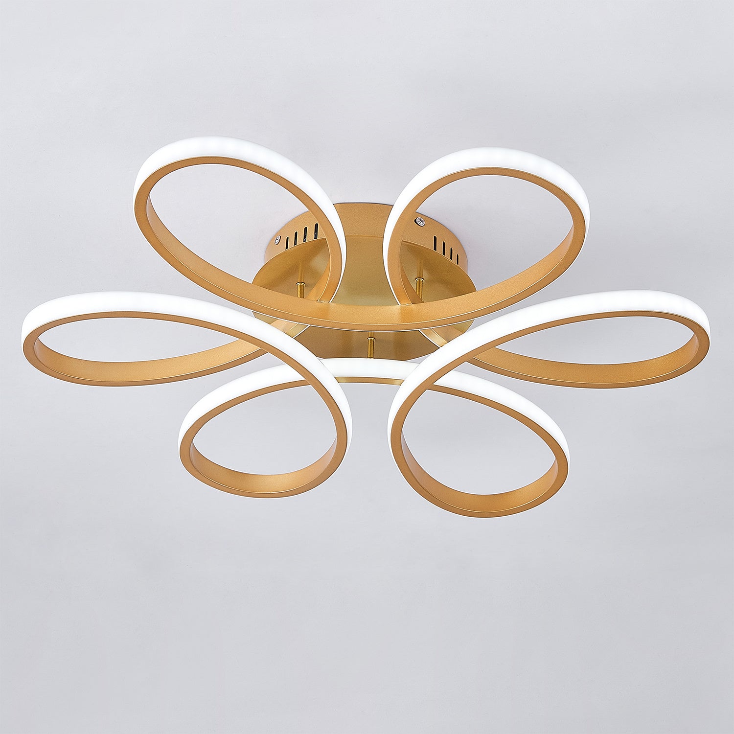 Modern Acrylic Petal LED Semi Ceiling Light with Gold Frame