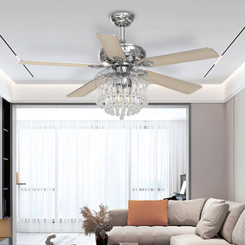 5 Blades Crystal Decorative Ceiling Fan with LED Lights