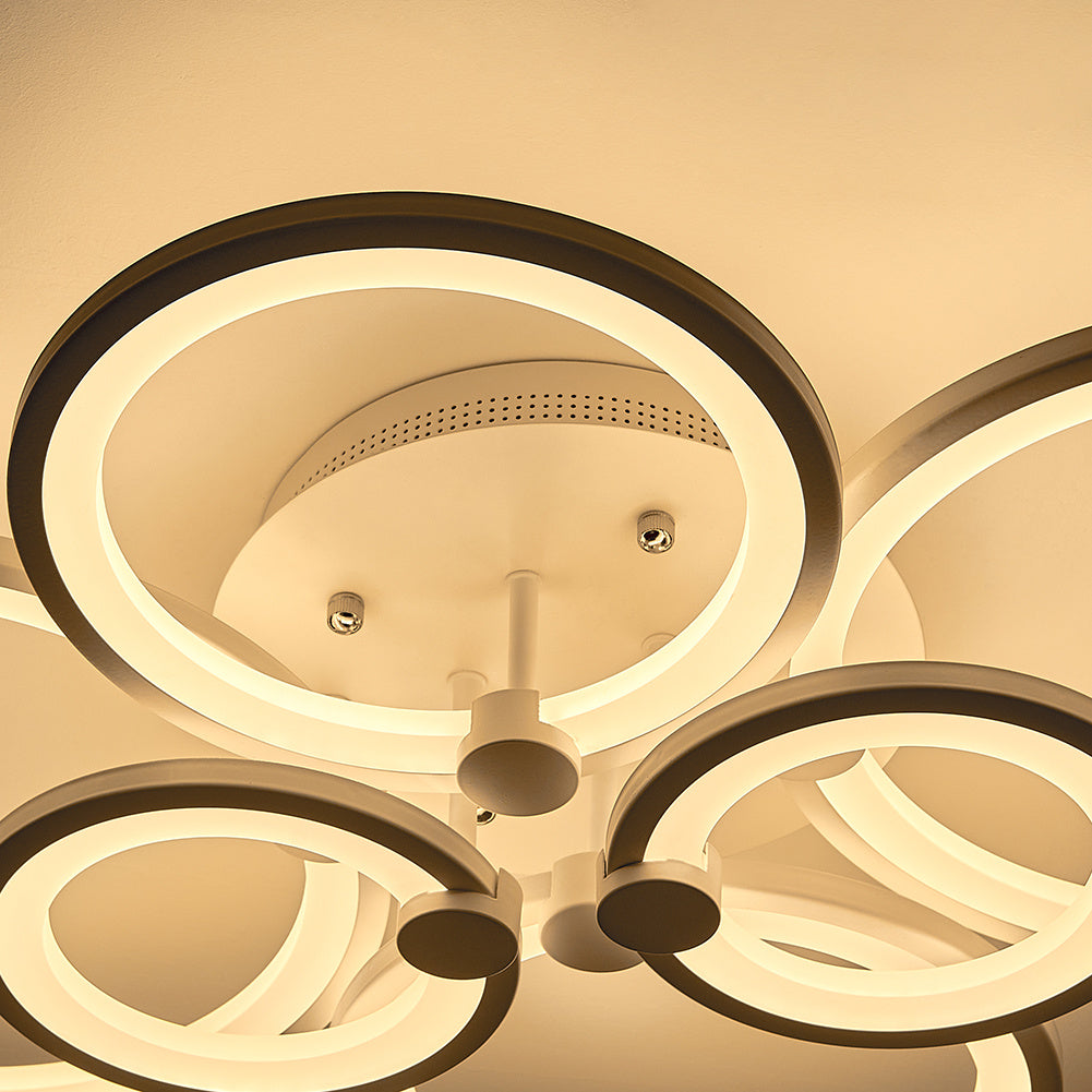 Modern Circular LED Light-adjusted Semi Flush Ceiling Light for Nordic Decor