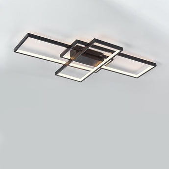Neutral Style Rectangular LED Semi Flush Ceiling Light in Black