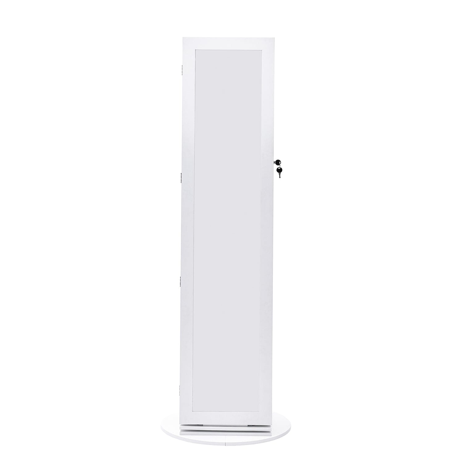 White Rotating Jewelry Organizer Cabinet with Mirror Jewellery Armoires Living and Home