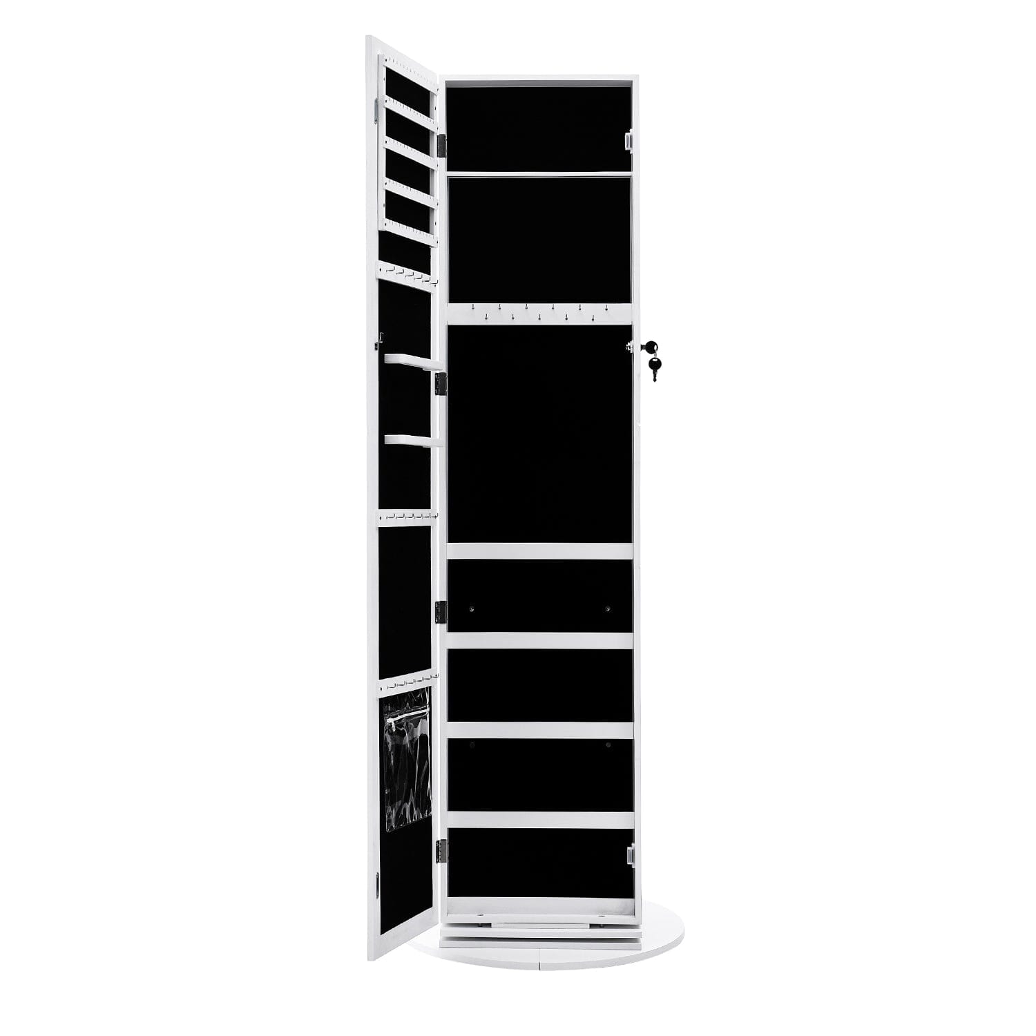 White Rotating Jewelry Organizer Cabinet with Mirror Jewellery Armoires Living and Home