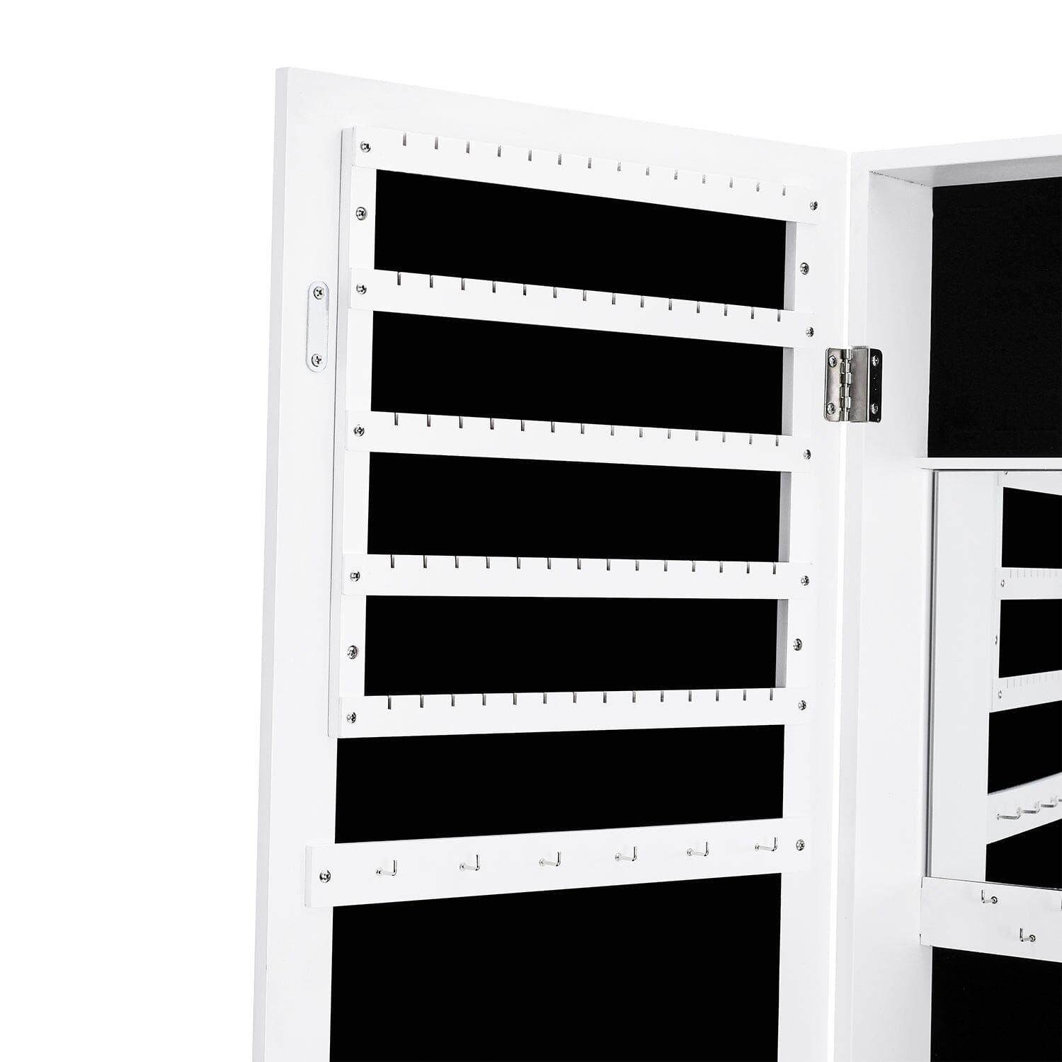 White Rotating Jewelry Organizer Cabinet with Mirror Jewellery Armoires Living and Home