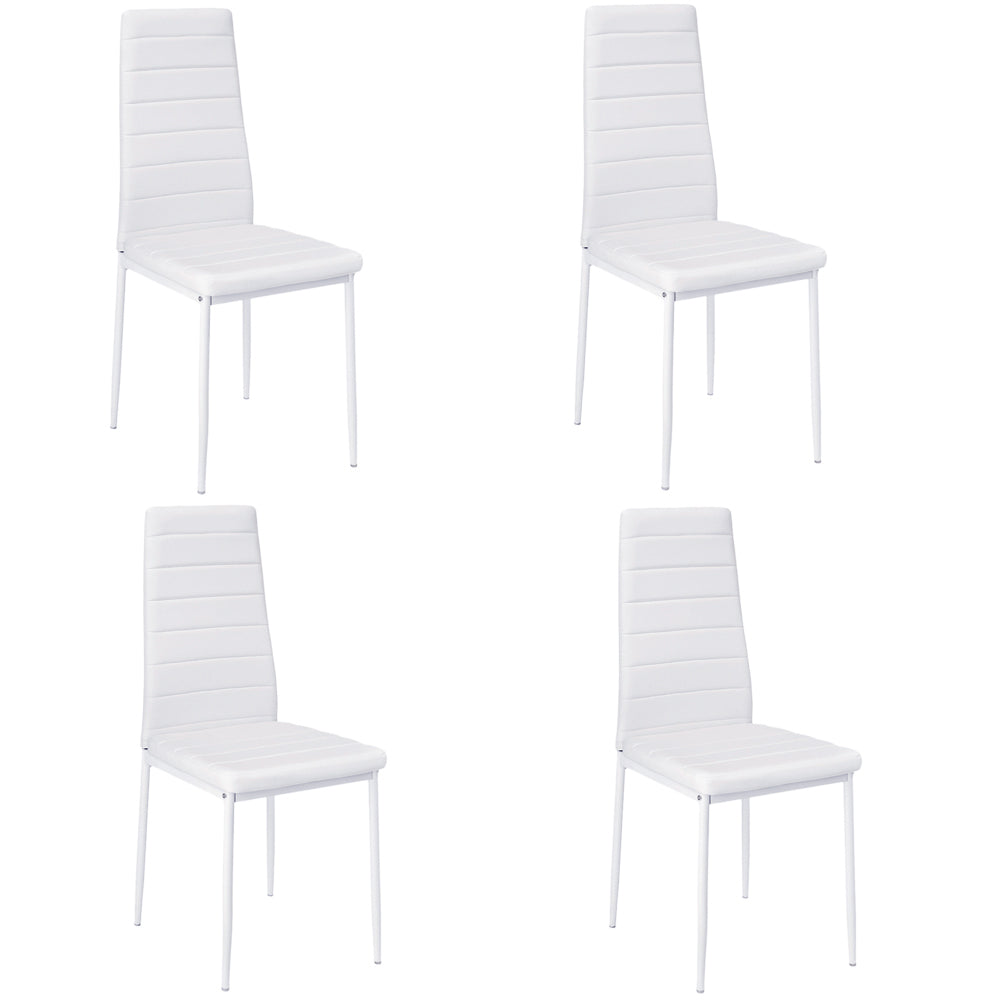 Set of 4/6 PU Leather Dining Chairs High Back Padded Seat Chairs