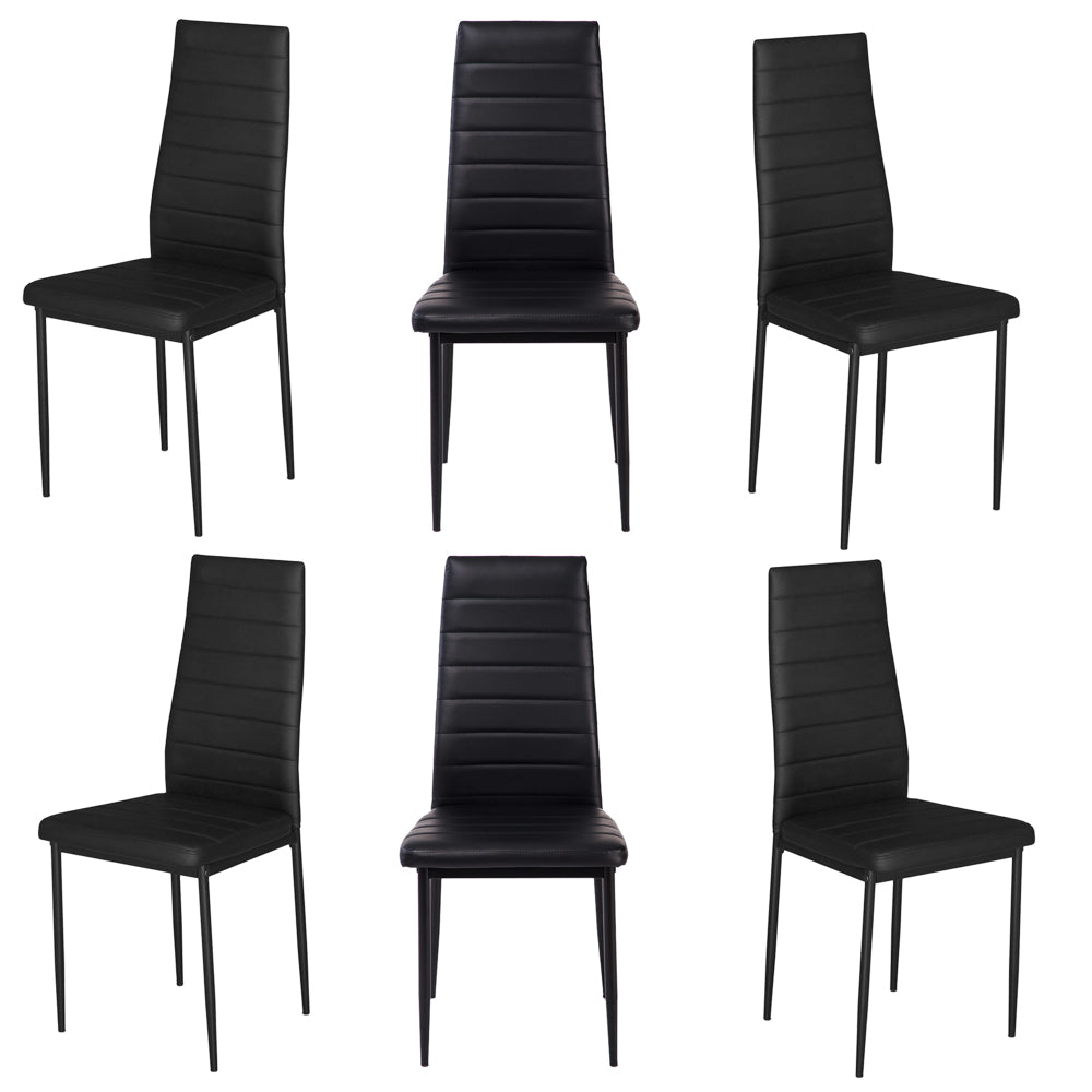 Set of 4/6 PU Leather Dining Chairs High Back Padded Seat Chairs