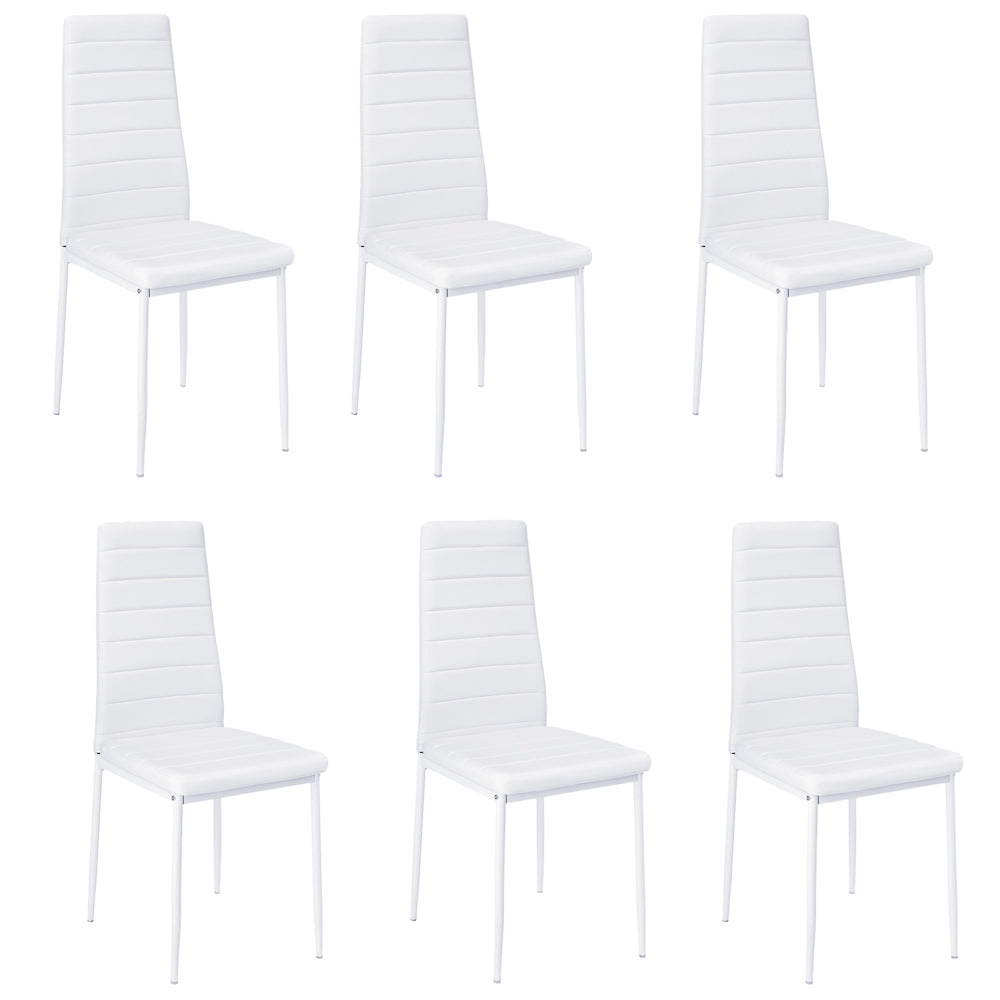 Set of 4/6 PU Leather Dining Chairs High Back Padded Seat Chairs