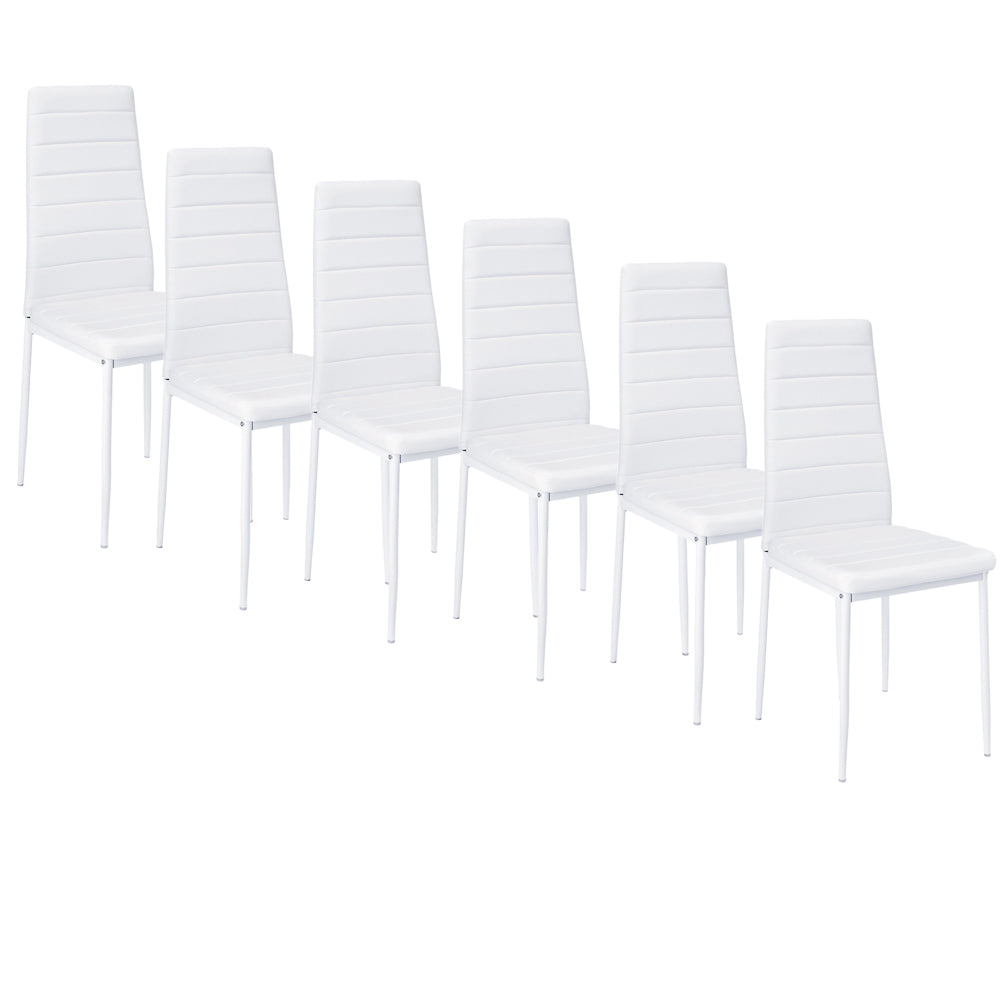 Set of 4/6 PU Leather Dining Chairs High Back Padded Seat Chairs