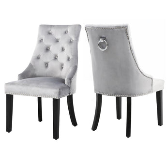 Set of 2 Velvet Dining Chairs with Anti-skid Padded Wooden Legs