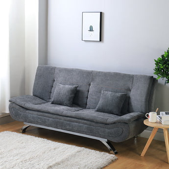 Linen Upholstered Convertible Sofa Bed with 2 Cushions