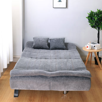 Linen Upholstered Convertible Sofa Bed with 2 Cushions