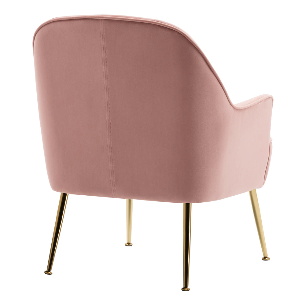 Metal Feet Single Sofa Pink Minimalist Style Armchair with Footstool