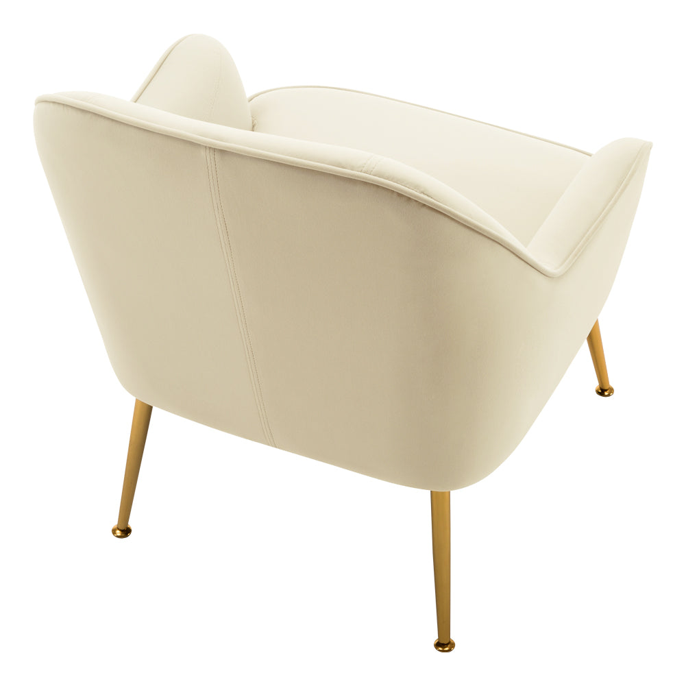 Metal Feet Single Sofa Beige Minimalist Style Armchair with Footstool