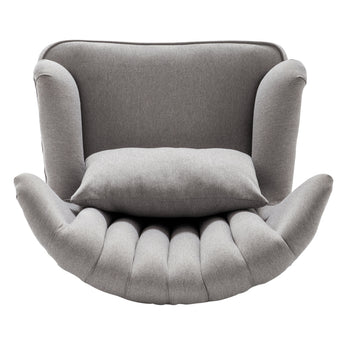 Living Room Linen Lounge Chair Grey Padded Armchair with Footstool