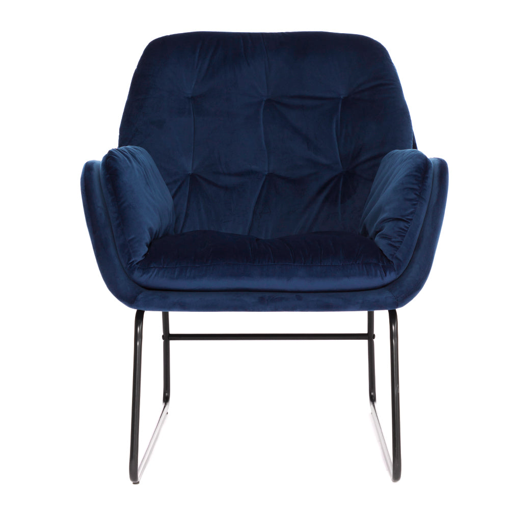 Velvet/PU Leather Armchair Metal Legs Relax Lounge Chair