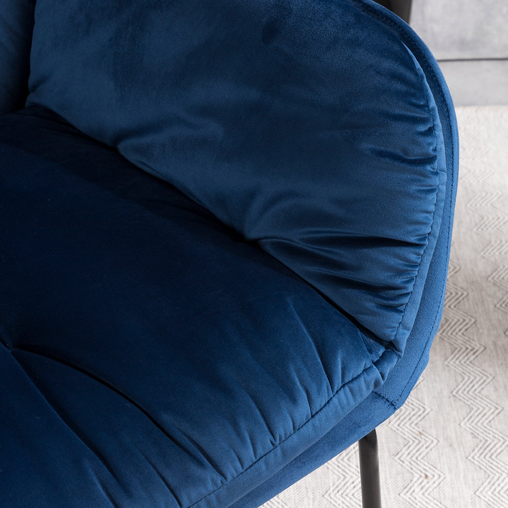 Velvet/PU Leather Armchair Metal Legs Relax Lounge Chair