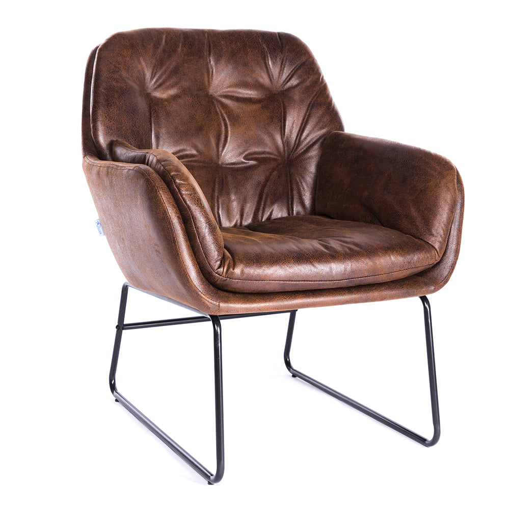 Velvet/PU Leather Armchair Metal Legs Relax Lounge Chair