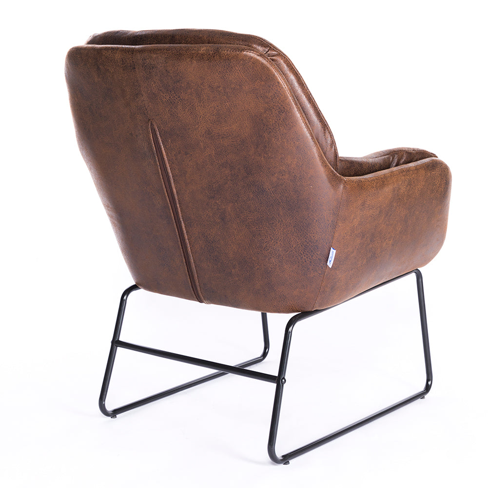 Velvet/PU Leather Armchair Metal Legs Relax Lounge Chair