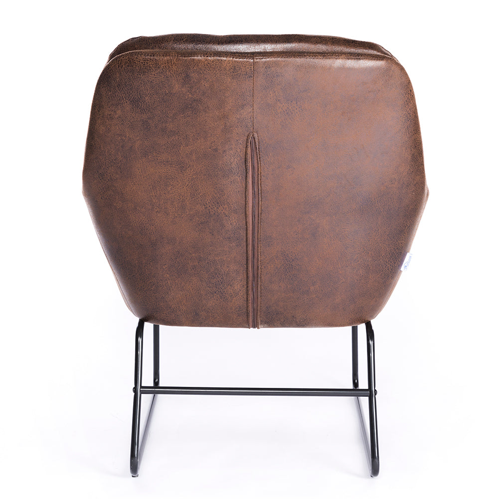 Velvet/PU Leather Armchair Metal Legs Relax Lounge Chair