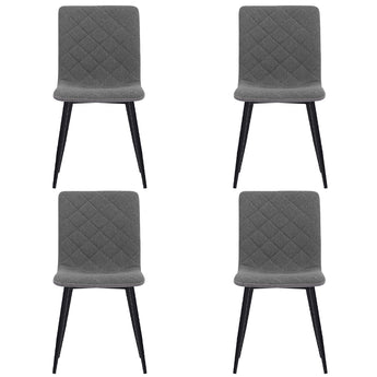 Light Grey Linen Upholstered Dining Chairs with Metal Base Set of 4