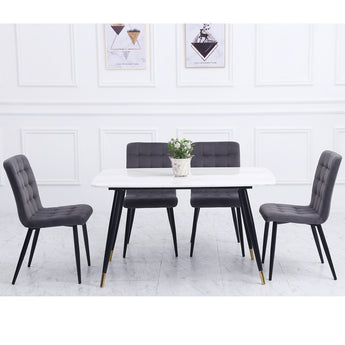 Velvet Upholstered Dining Chairs with Metal Legs Set of 4