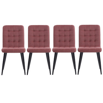 Tufted Linen Upholstered Dining Chairs with Metal Legs Set of 4