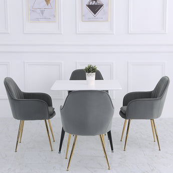 Dark Grey Velvet Upholstered Dining Chair Set of 2