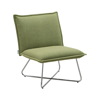 Linen Upholstered Foldable Accent Chair with Metal Base