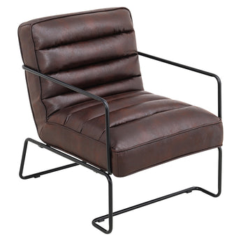 PU Leather Upholstered Armchair with Metal Base