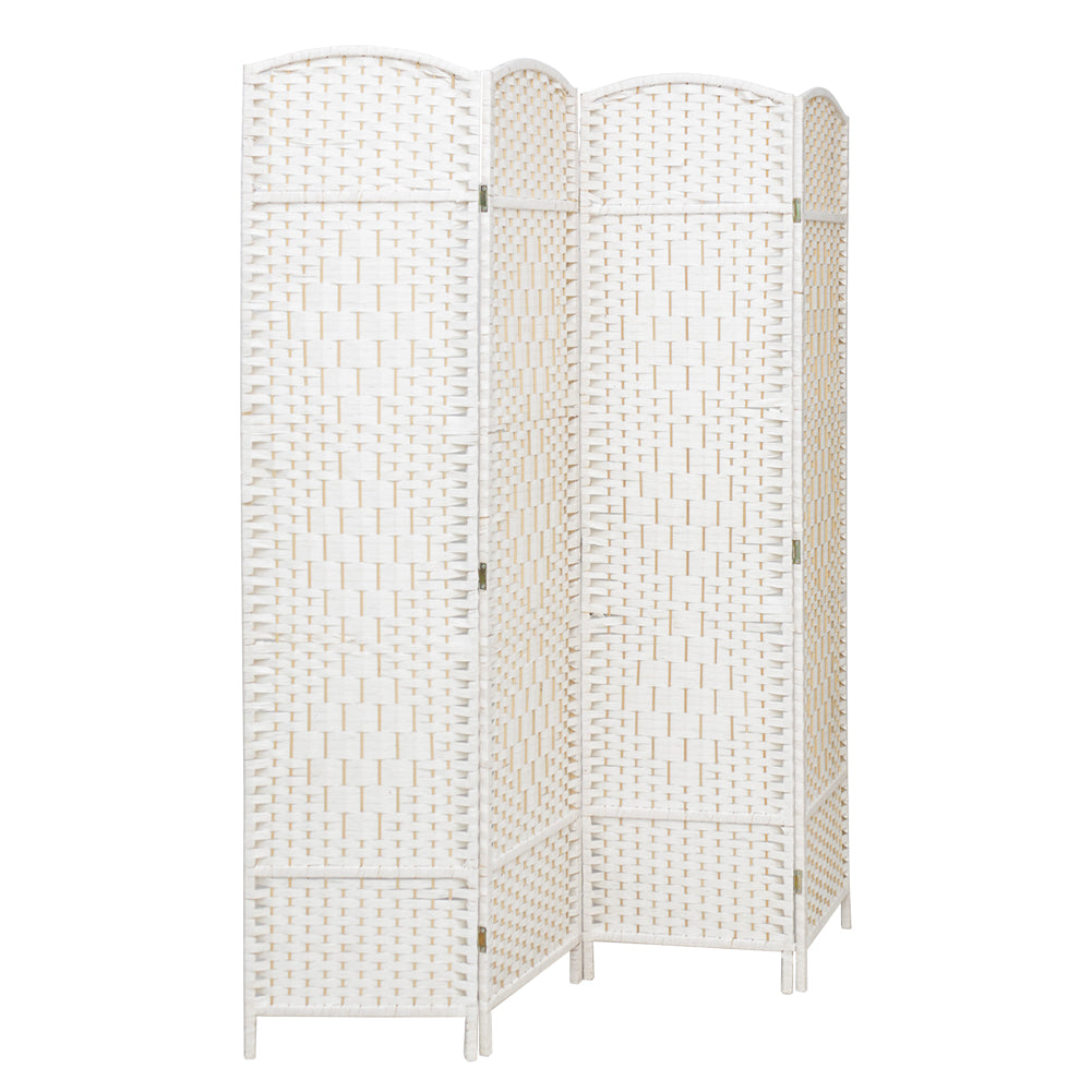 Rattan Woven Room Divider White Folding Privacy Partition Panels
