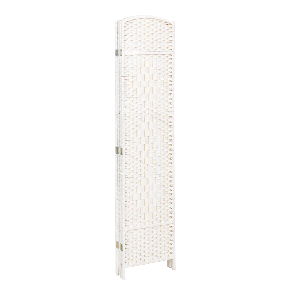 Rattan Woven Room Divider White Folding Privacy Partition Panels