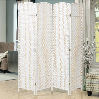 Rattan Woven Room Divider White Folding Privacy Partition Panels