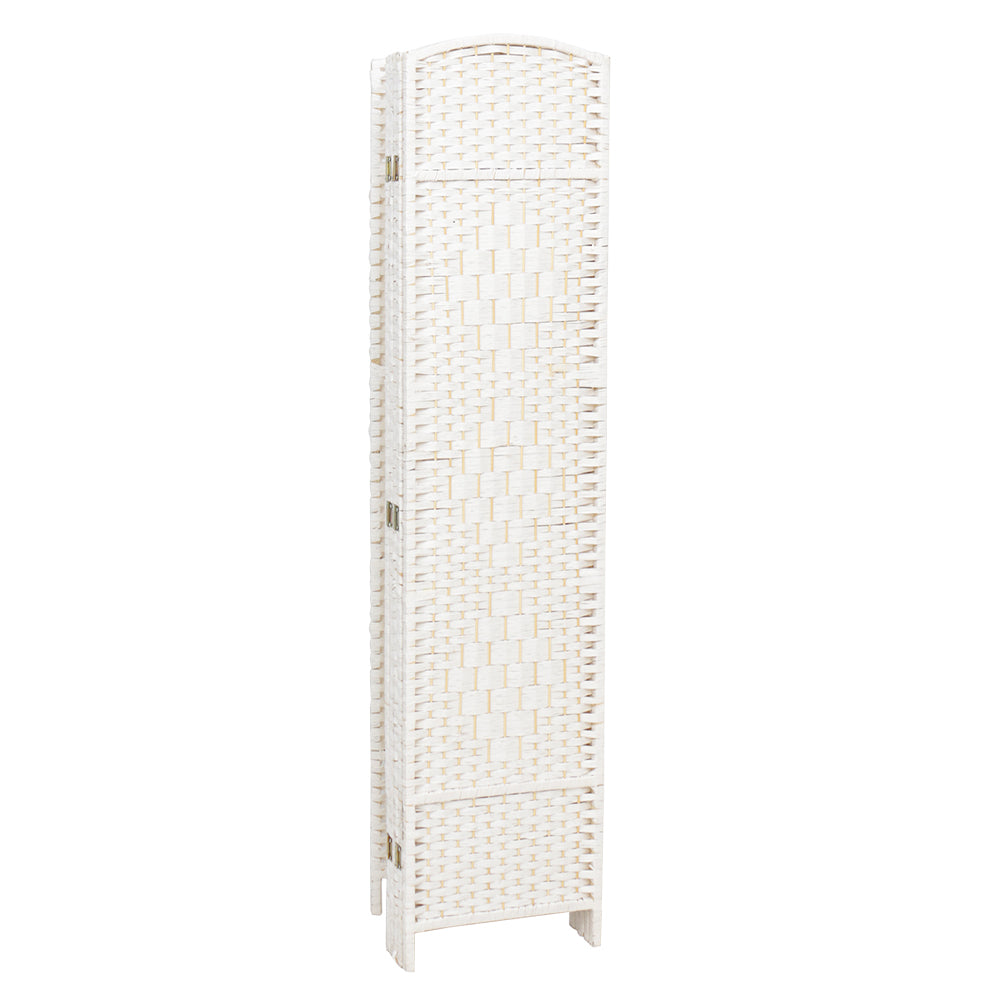 Rattan Woven Room Divider White Folding Privacy Partition Panels
