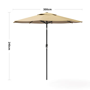 3M Sunshade Parasol Umbrella Easy Tilt Parasols   Taupe 