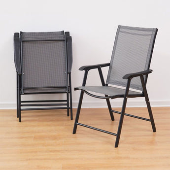 Outdoor Foldable Dining Chairs with Metallic Frame Set of 4