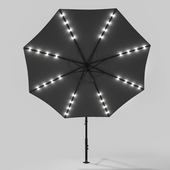 Grey Outdoor Cantilever Parasol Umbrella with LED Lights