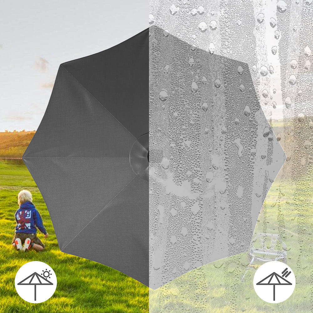 Black 3M Lighted Market Sunbrella Umbrella with Solar Strip LED Lights Parasols & Rain Umbrellas