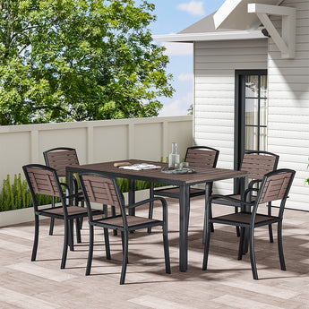 Metallic Outdoor Dining Table with Parasol Hole