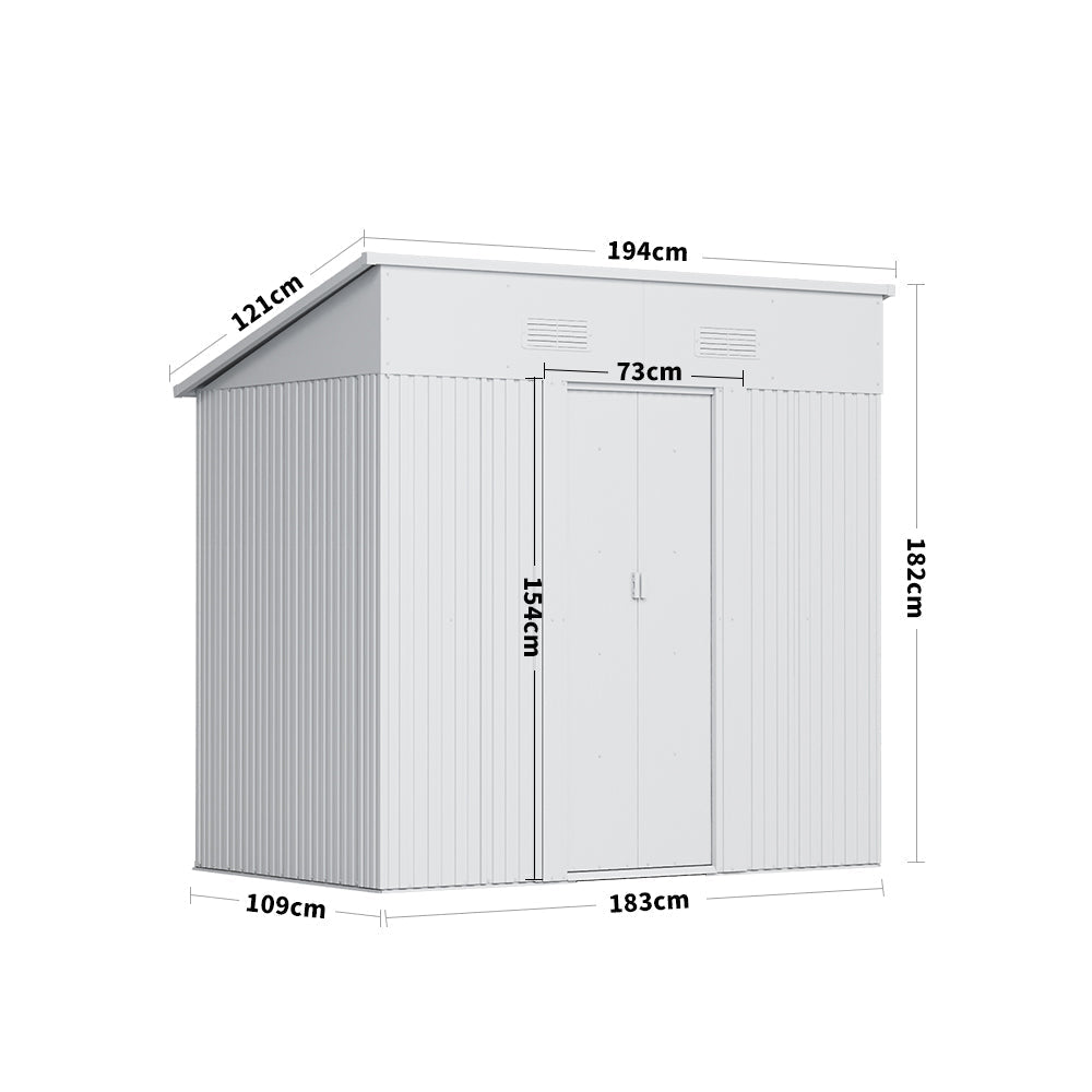 Garden Steel Shed with Skillion Roof Top Garden storage Garden Sanctuary