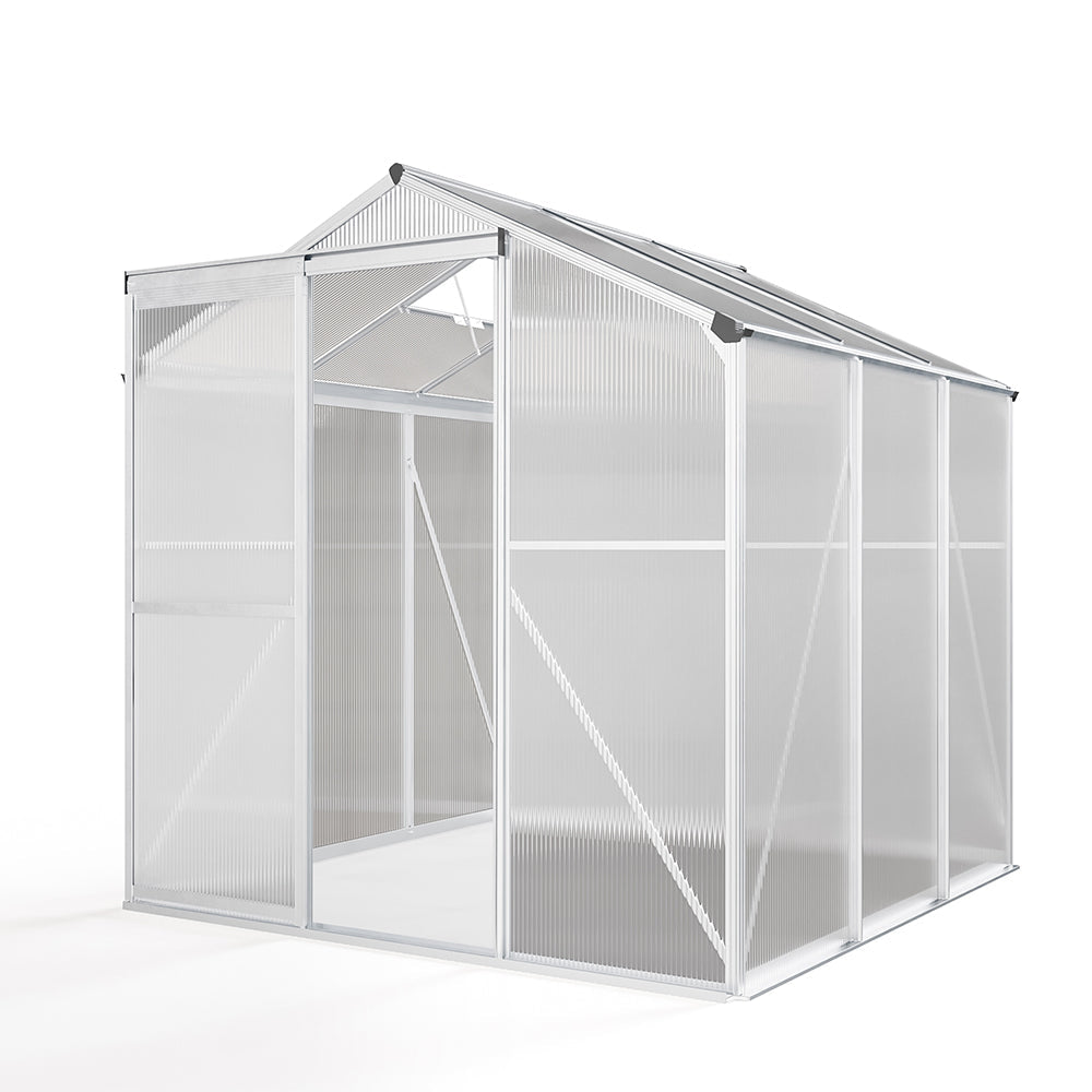White Framed Garden Hobby Greenhouse with Vent Garden Storages & Greenhouses Garden Sanctuary