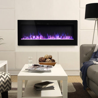 50 Inch Recessed/Wall Mounted Electric Fireplace with Remote
