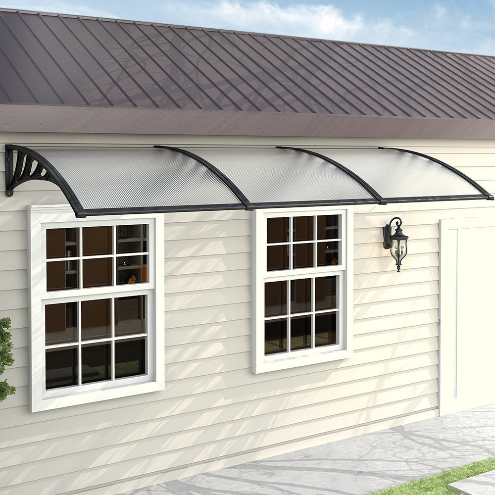 Outdoor Curved Shielded Awning - Rain Shelter - Black Awnings
