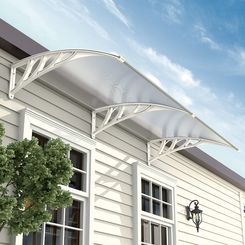 Outdoor Curved Shielded Awning - Rain Shelter - White Awnings