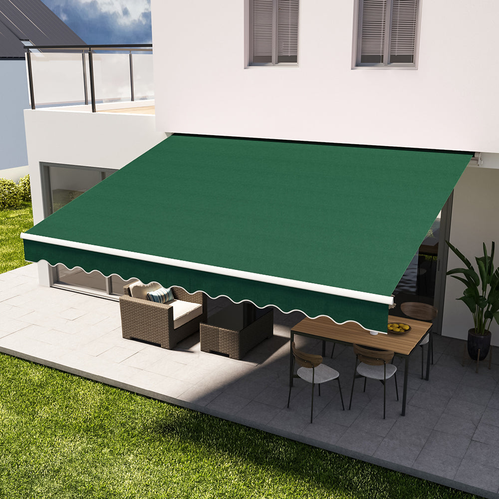 Retractable Patio Awning - Manual Shelter - Green Awnings