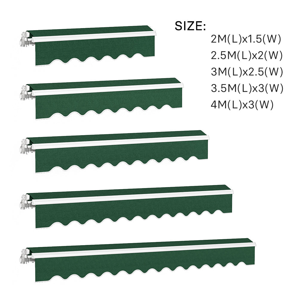 Retractable Patio Awning - Manual Shelter - Green Awnings
