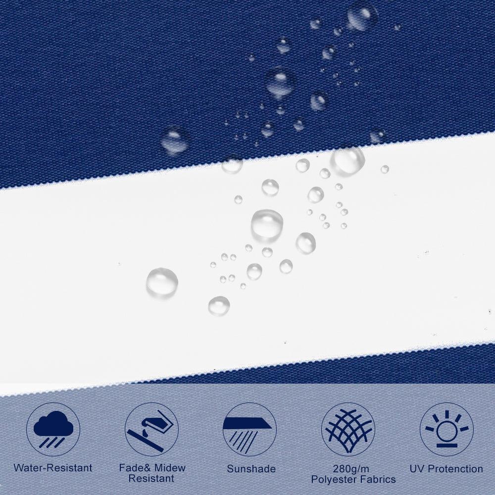 Retractable Patio Awning - Manual Shelter - Blue & White Awnings