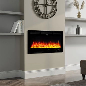 40 Inch Insert/Wall Mounted Electric Fireplace with Crystal Decor and Remote Control
