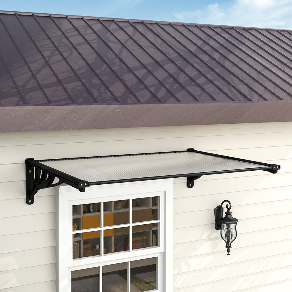 Outdoor Flat Shielded Awning - Rain Shelter - Black Awnings L 120 x W 90 x H 28 cm