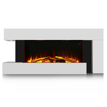 C-Frame Freestanding Electric Fireplace with Adjustable Flame Brightness