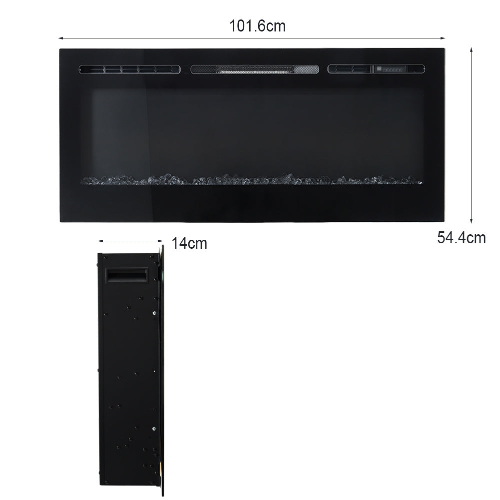40 Inch Linear Electric Fireplace Recessed in Black 5120BTU
