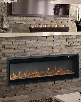 40 50 60 Insert/Wall Mounted LED Fireplace Electric Inset Fire Heater 9 Flames